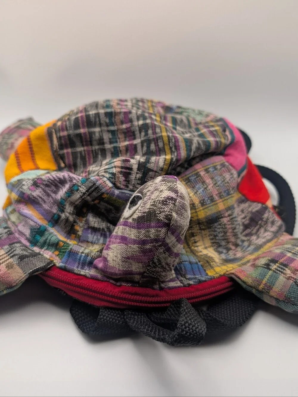 Small Child's Turtle Shaped Backpack Boho Purse Vibrant Striped Cloth Eyes 9